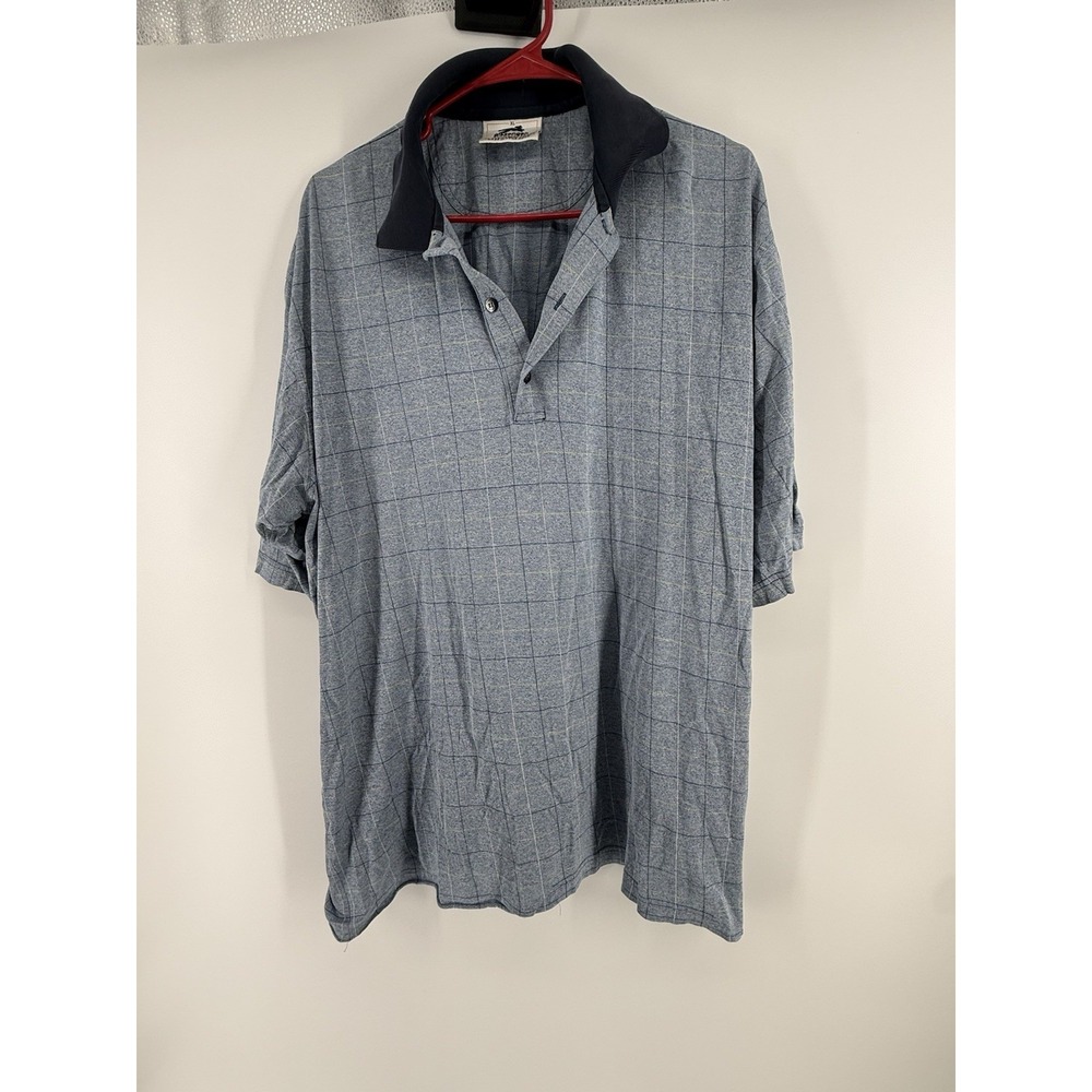 Vintage Slazenger Polo Shirt Men's XL Blue Striped Mercerized Cotton Casual Golf
